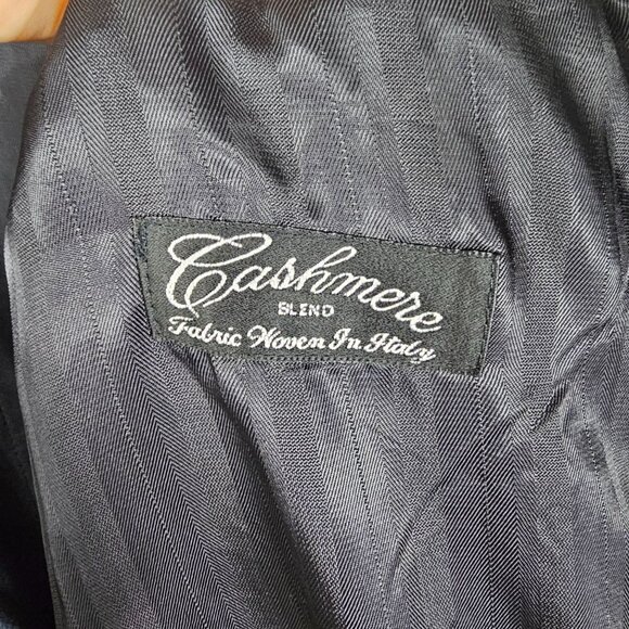 Allyn Saint George Italian Cashmere Blend Overcoat 42S Navy Quiet Luxury Formal - Picture 4 of 14